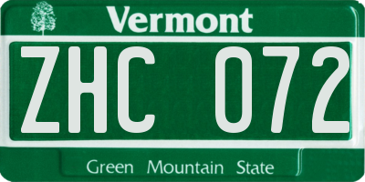 VT license plate ZHC072