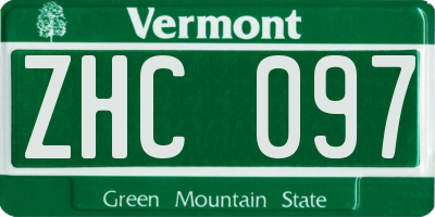 VT license plate ZHC097