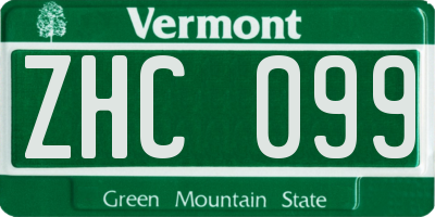 VT license plate ZHC099