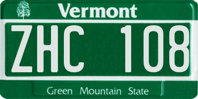 VT license plate ZHC108