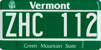 VT license plate ZHC112