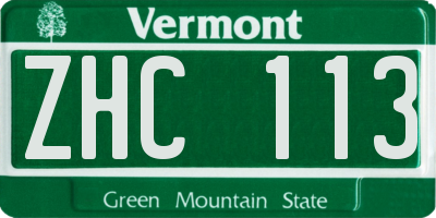 VT license plate ZHC113