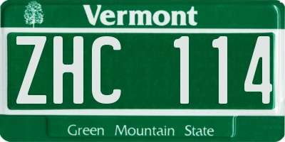 VT license plate ZHC114