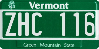 VT license plate ZHC116