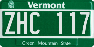 VT license plate ZHC117