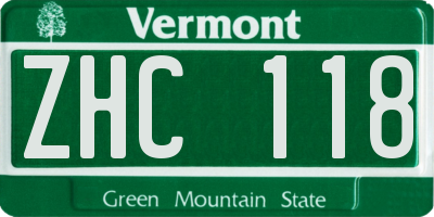 VT license plate ZHC118