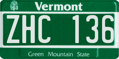 VT license plate ZHC136