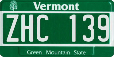 VT license plate ZHC139