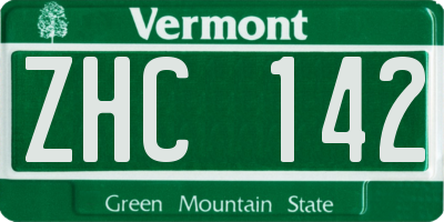 VT license plate ZHC142