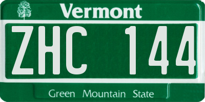 VT license plate ZHC144