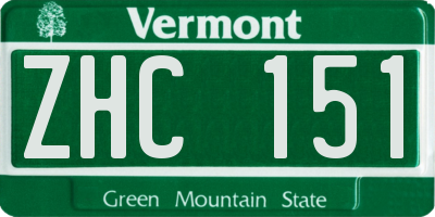 VT license plate ZHC151