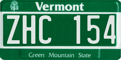 VT license plate ZHC154
