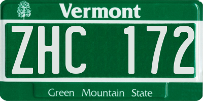 VT license plate ZHC172