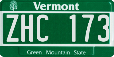 VT license plate ZHC173