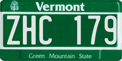 VT license plate ZHC179