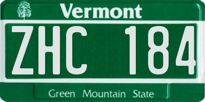 VT license plate ZHC184