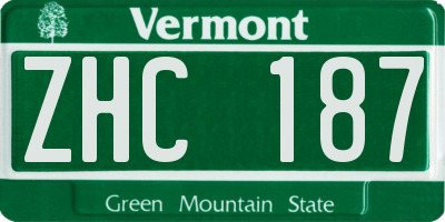 VT license plate ZHC187