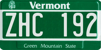 VT license plate ZHC192