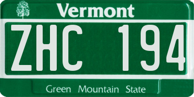 VT license plate ZHC194