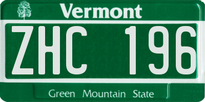 VT license plate ZHC196