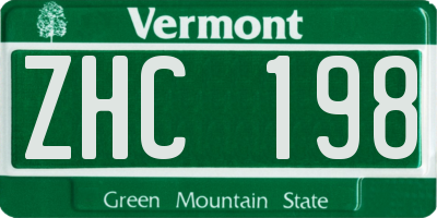 VT license plate ZHC198