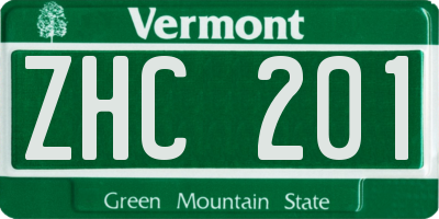 VT license plate ZHC201
