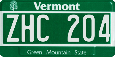 VT license plate ZHC204