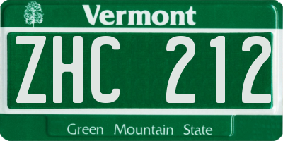 VT license plate ZHC212