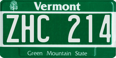 VT license plate ZHC214