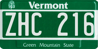 VT license plate ZHC216