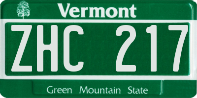VT license plate ZHC217