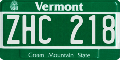 VT license plate ZHC218
