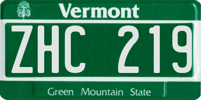 VT license plate ZHC219