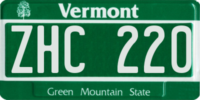 VT license plate ZHC220
