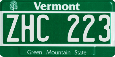 VT license plate ZHC223
