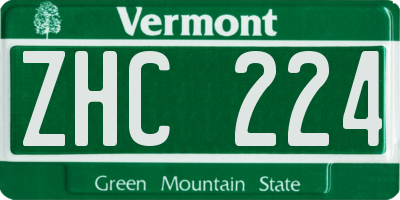 VT license plate ZHC224