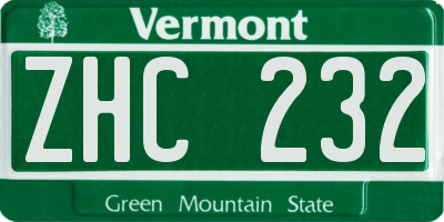 VT license plate ZHC232