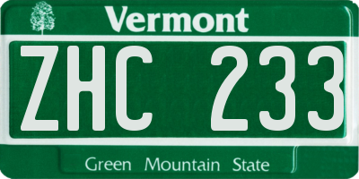 VT license plate ZHC233