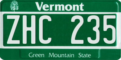 VT license plate ZHC235