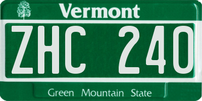 VT license plate ZHC240