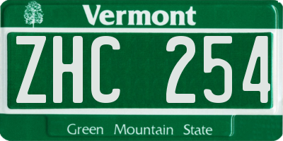 VT license plate ZHC254