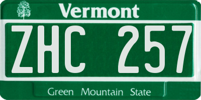 VT license plate ZHC257