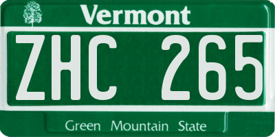 VT license plate ZHC265