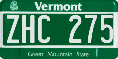 VT license plate ZHC275