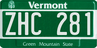 VT license plate ZHC281