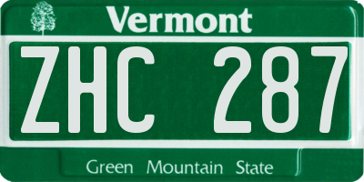 VT license plate ZHC287