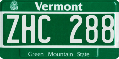 VT license plate ZHC288