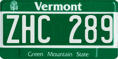 VT license plate ZHC289