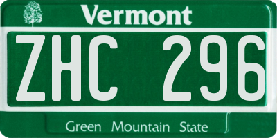 VT license plate ZHC296