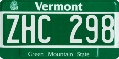 VT license plate ZHC298